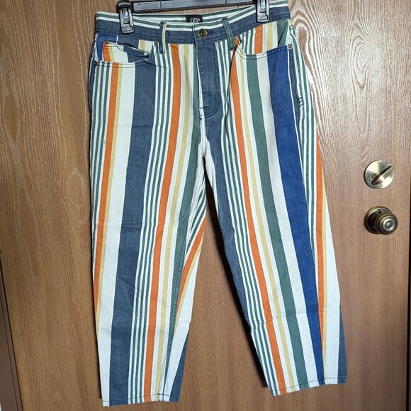 BDG Colorful Striped Straight Cropped Pants, 29x30 - Picture 1 of 8